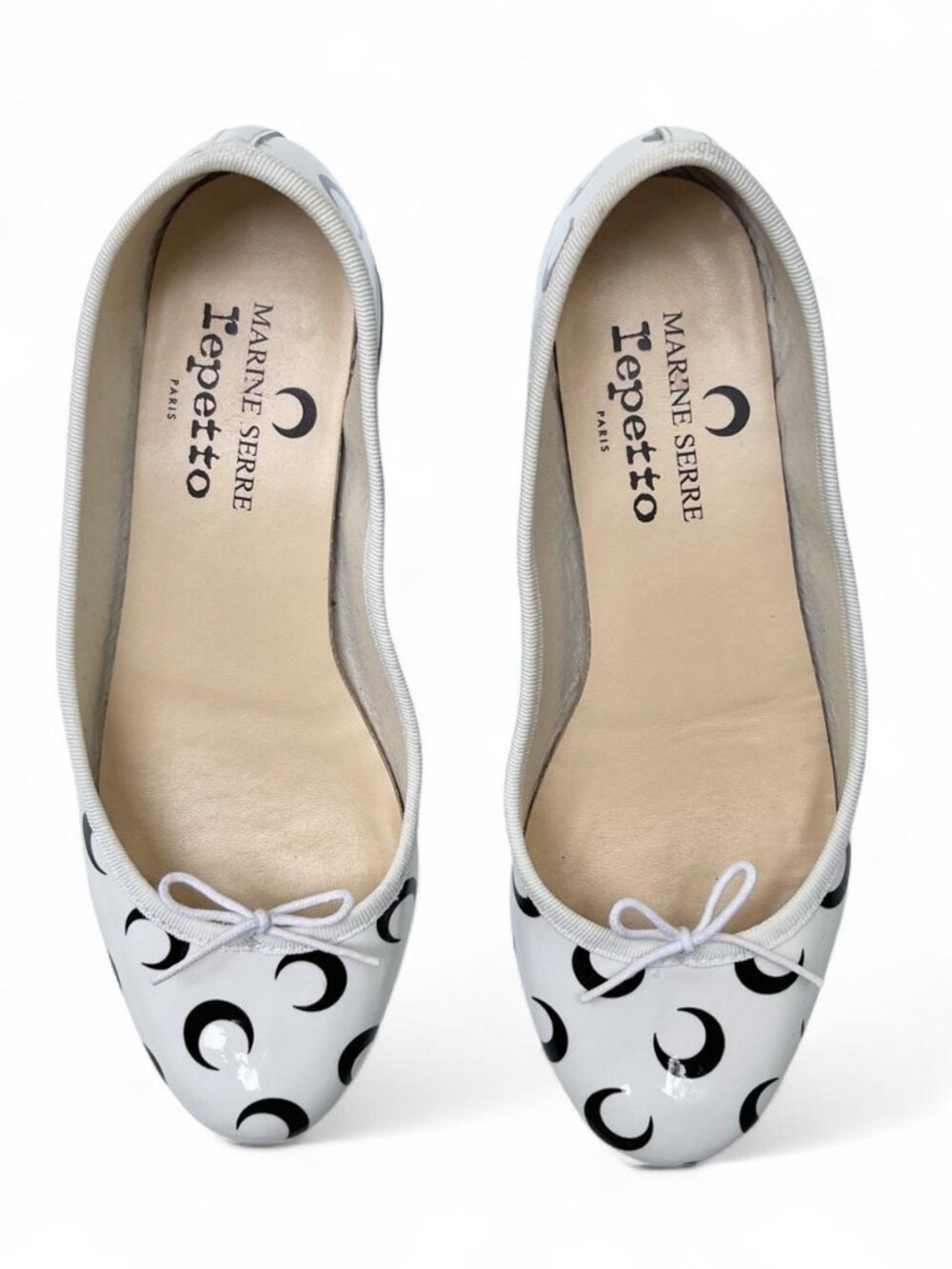 Repetto x Marine Serre Camille Patent Leather Heels in White - 38 EU/7-7.5 US